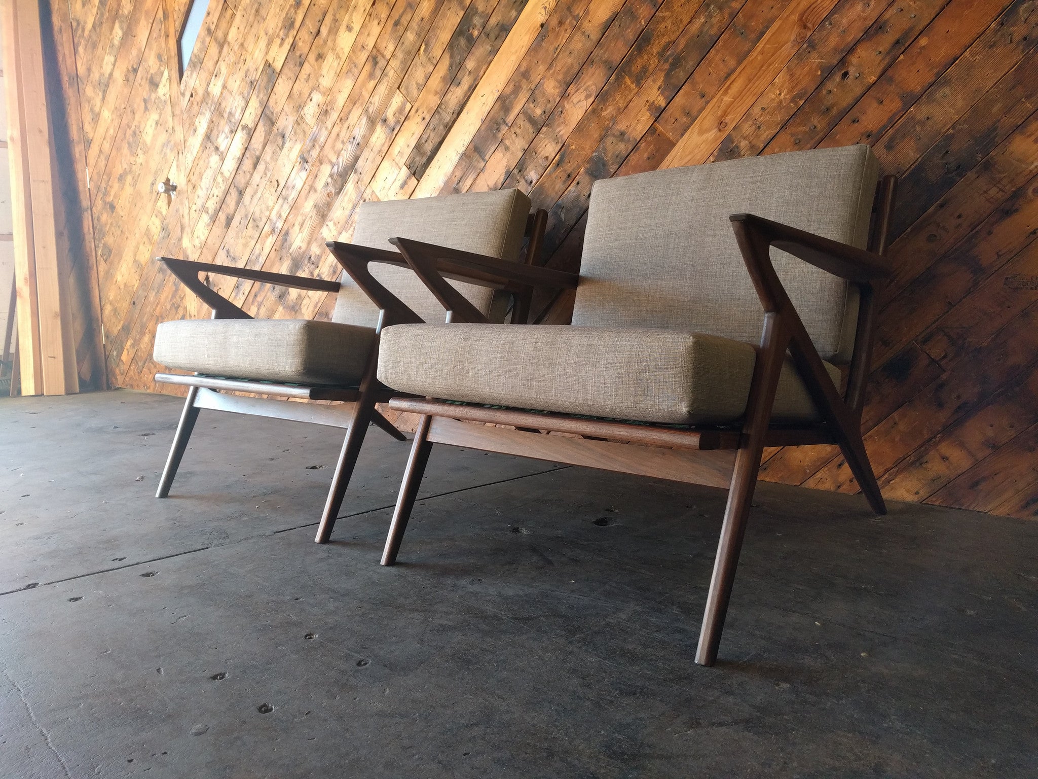 Mid Century Style Walnut Chairs