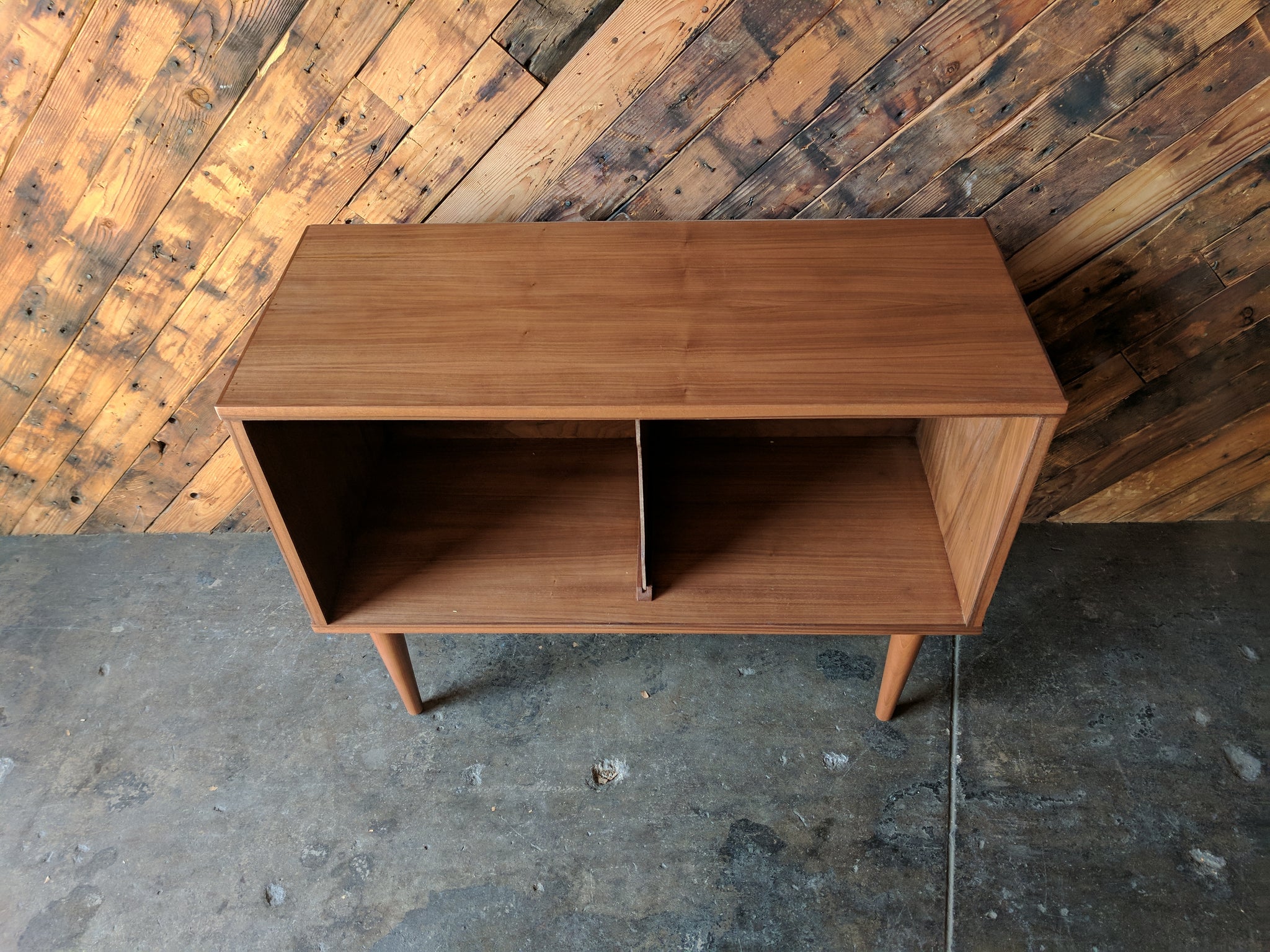 Mid Century Style Record Cabinet Credenza with 2 bays