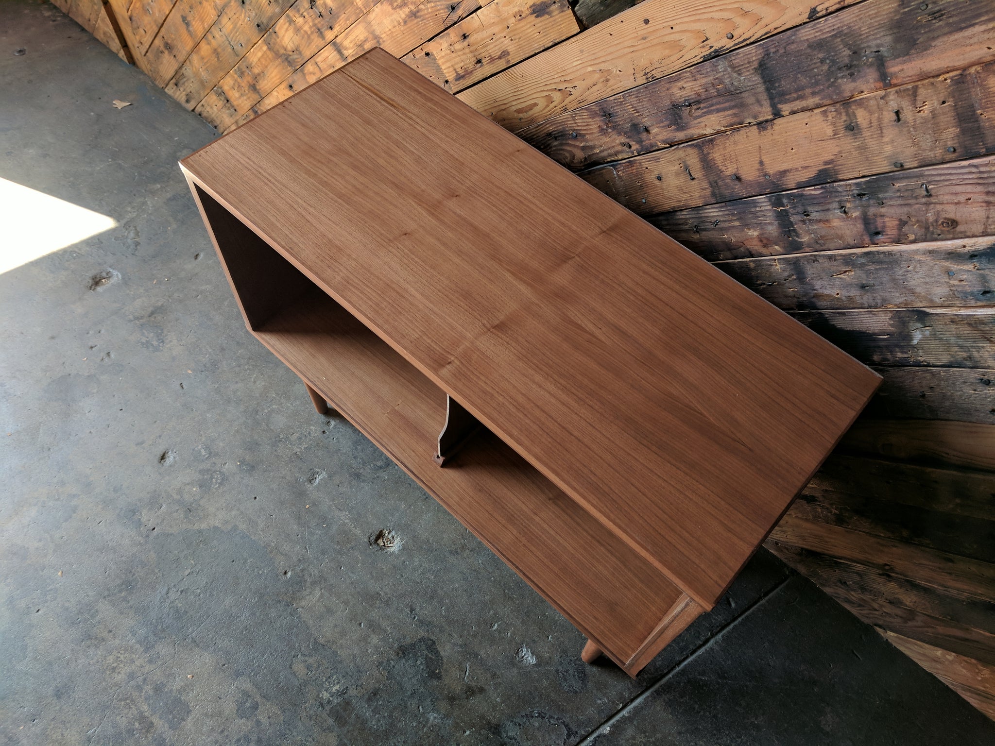 Mid Century Style Record Cabinet Credenza with 2 bays