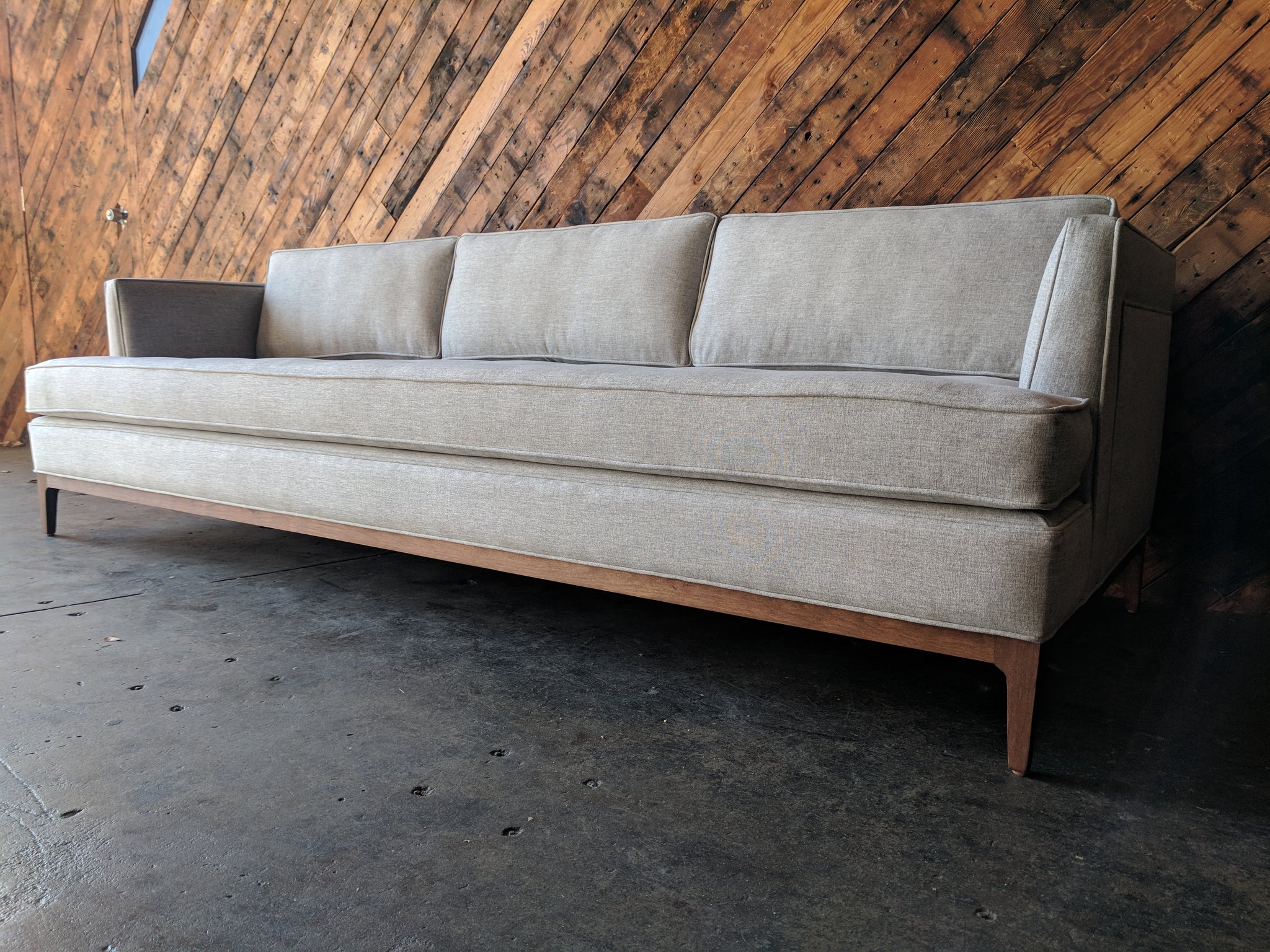 Mid Century Style  Light Gray Custom Sofa