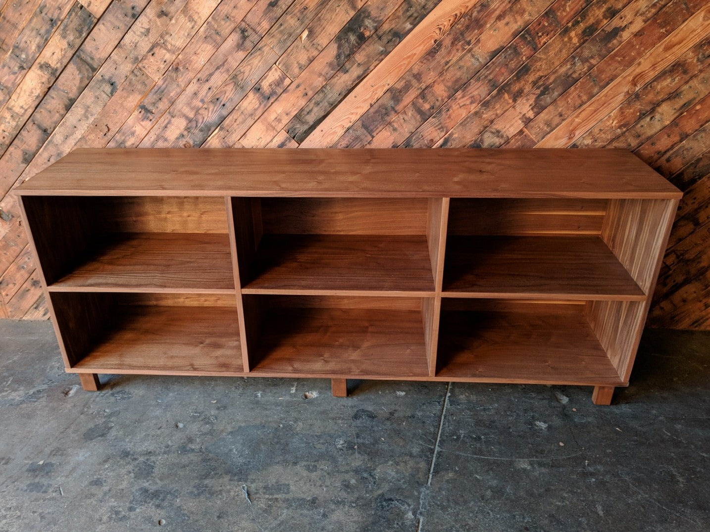 Custom Two Tiered Modern Record/bookshelf, Mid Century Style