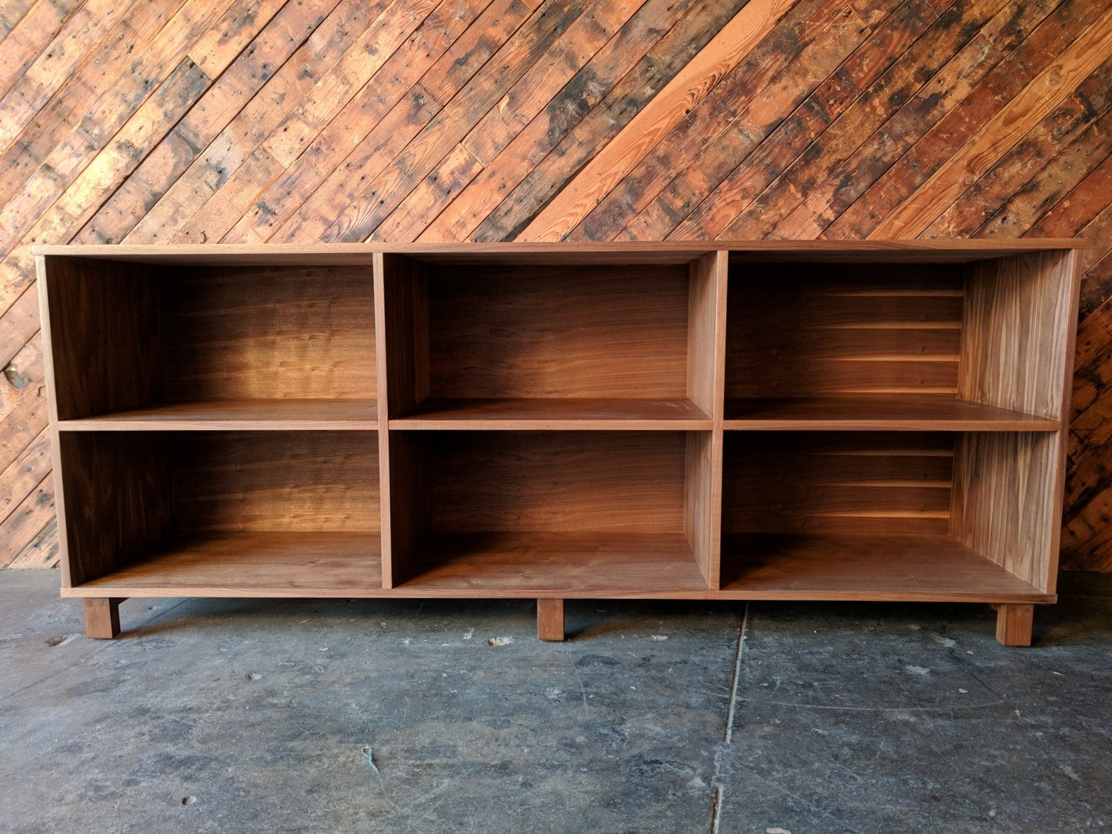 Custom Two Tiered Modern Record/bookshelf, Mid Century Style