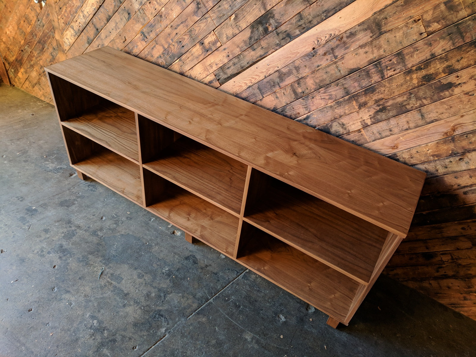 Custom Two Tiered Modern Record/bookshelf, Mid Century Style