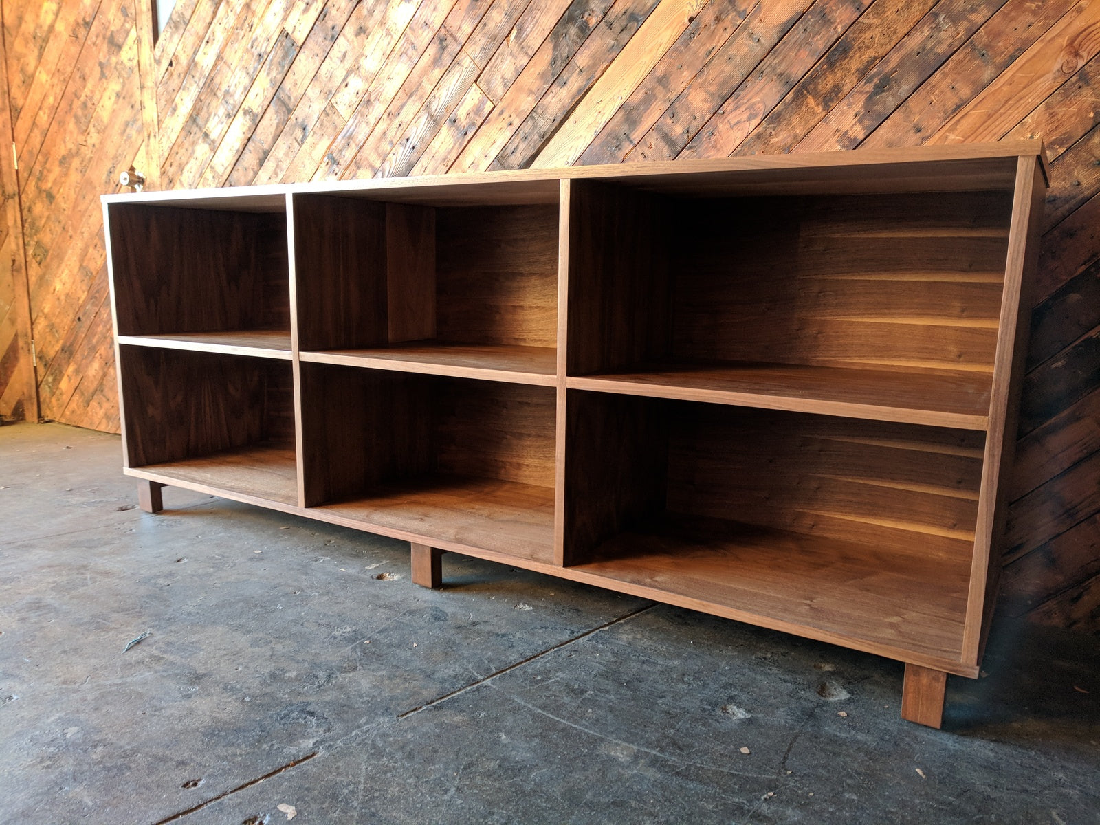 Custom Two Tiered Modern Record/bookshelf, Mid Century Style