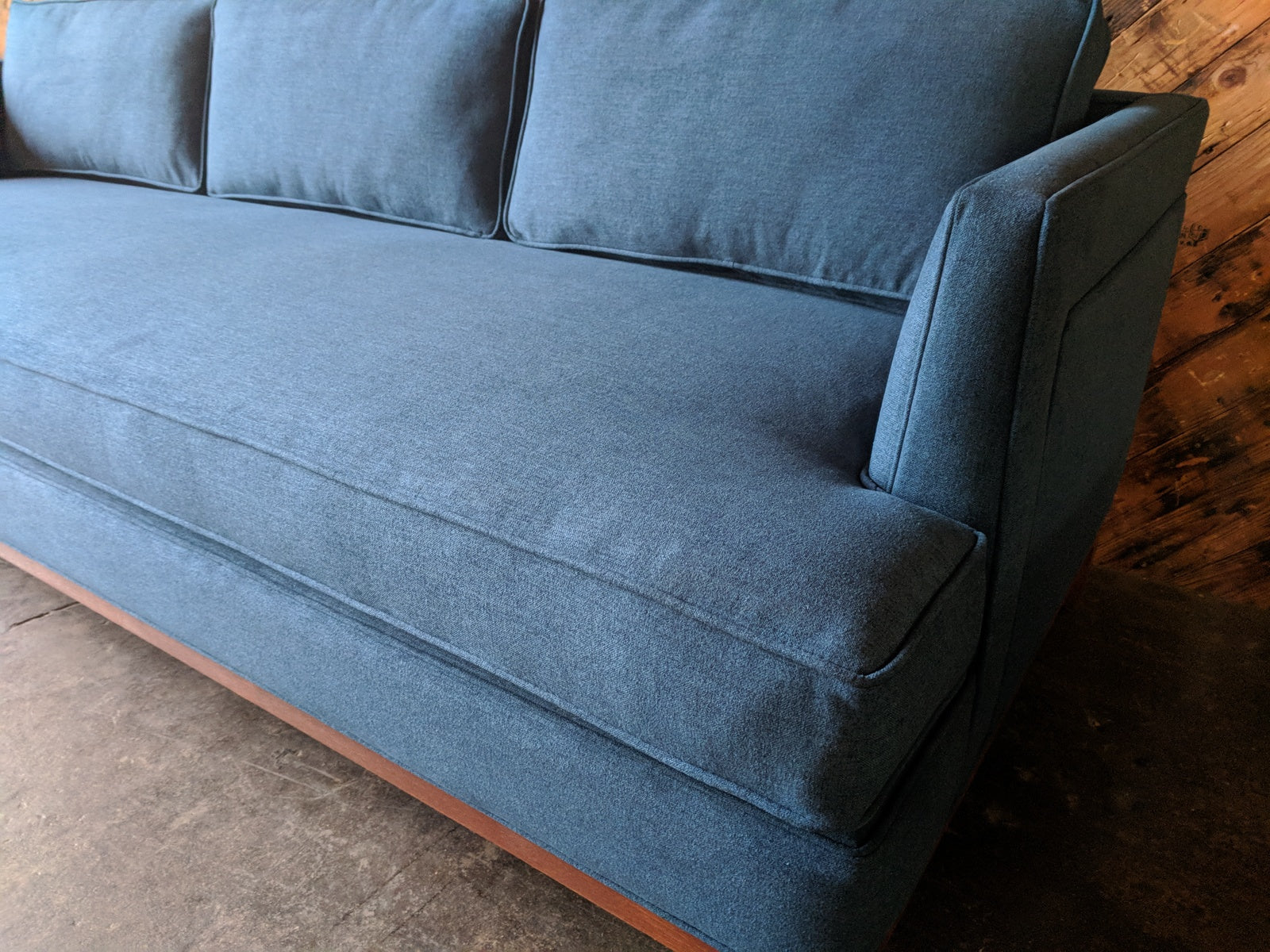 Mid Century Style Custom Sofa in Deep Sea