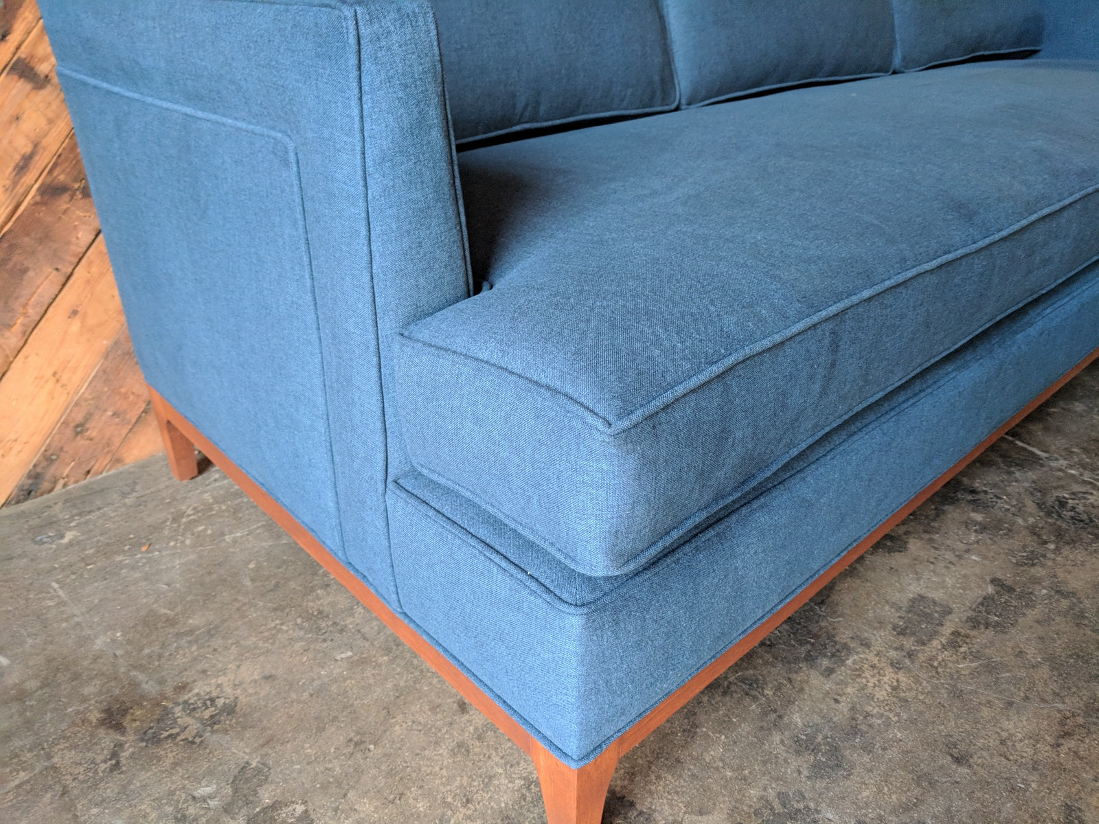 Mid Century Style Custom Sofa in Deep Sea