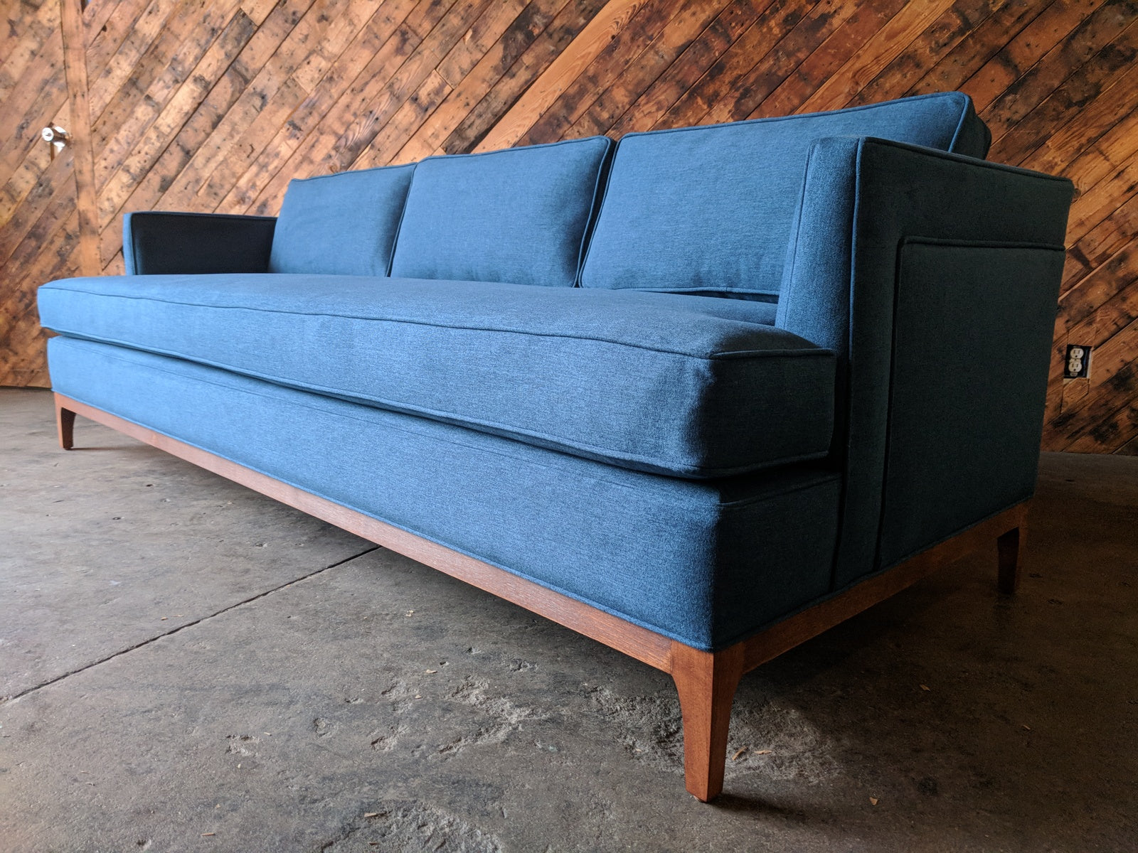 Mid Century Style Custom Sofa in Deep Sea