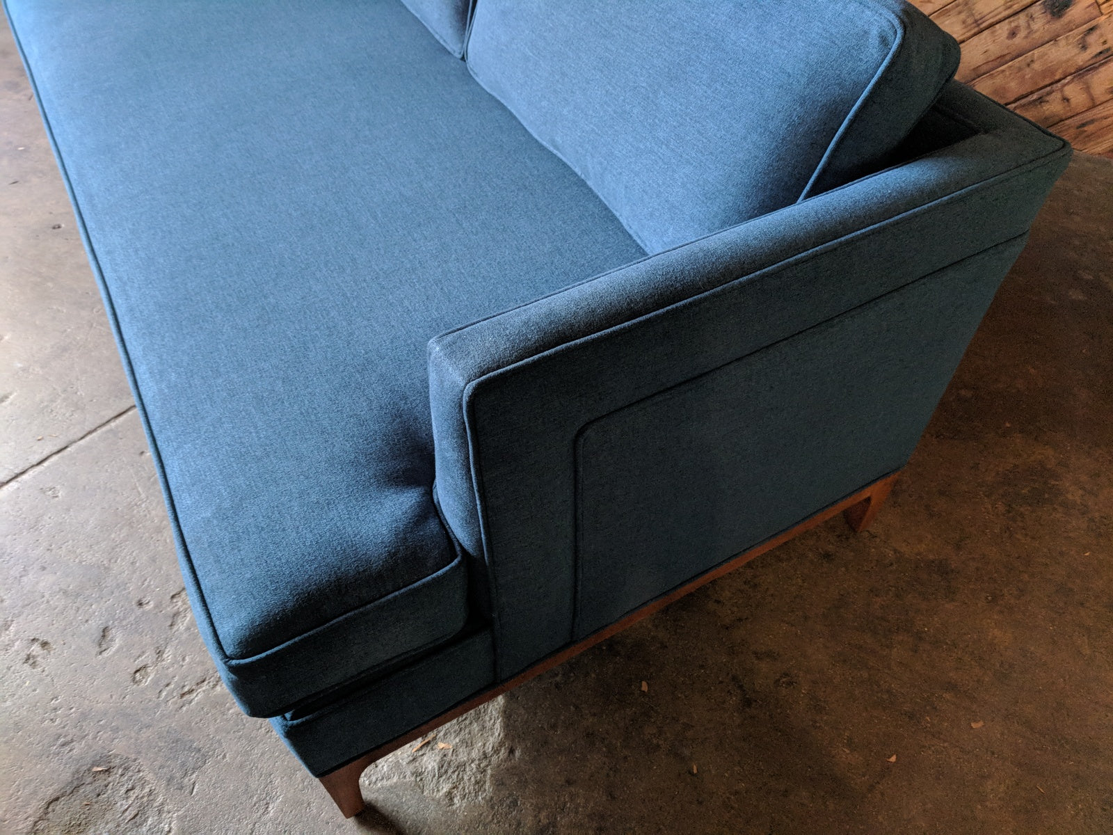 Mid Century Style Custom Sofa in Deep Sea