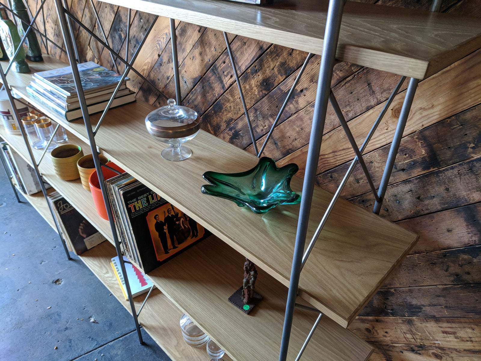 Amazing Oak and Steel Custom Newly Made Book Shelf with 4 levels