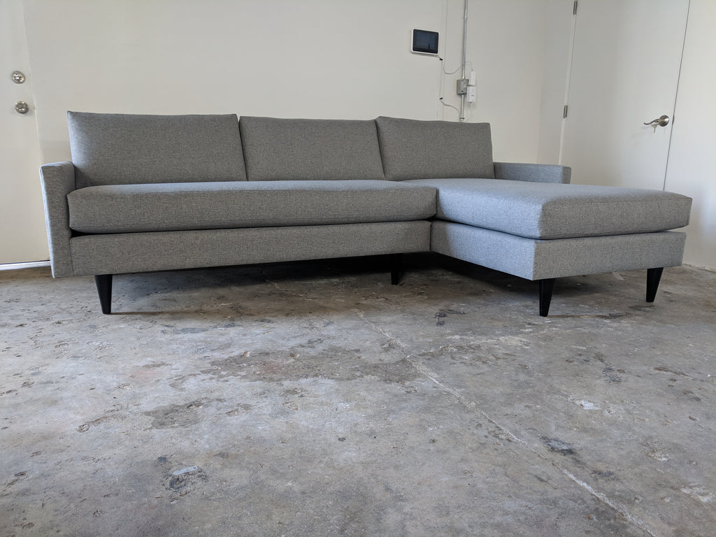 Contemporary Sofa inspired by Mid Century Lines.  Newly Made to Order in Los Angeles