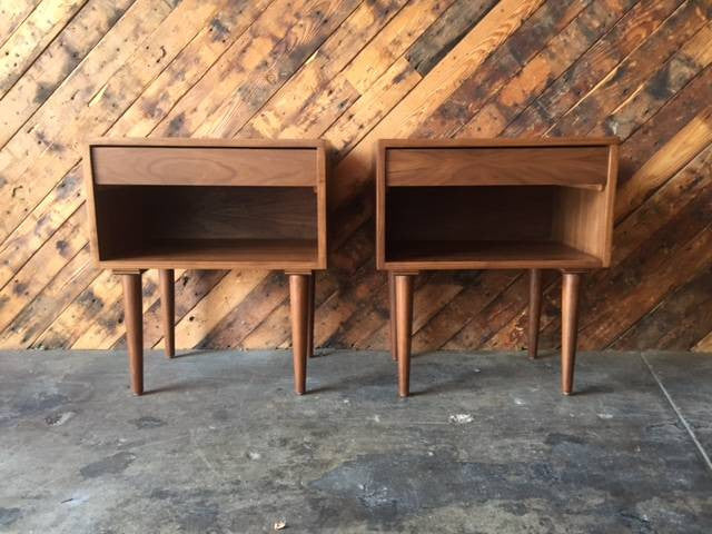 Custom Mid Century Style Walnut Nightstands