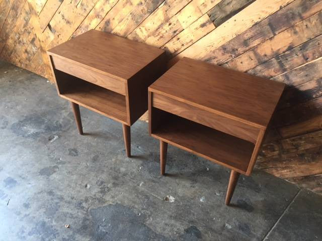 Custom Mid Century Style Walnut Nightstands