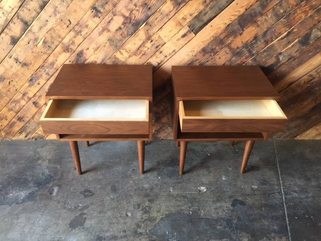 Custom Mid Century Style Walnut Nightstands