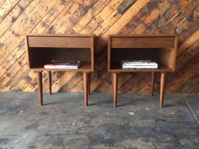 Custom Mid Century Style Walnut Nightstands