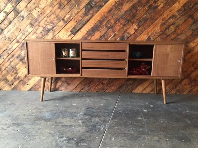 Custom Mid Century Style Walnut Credenza