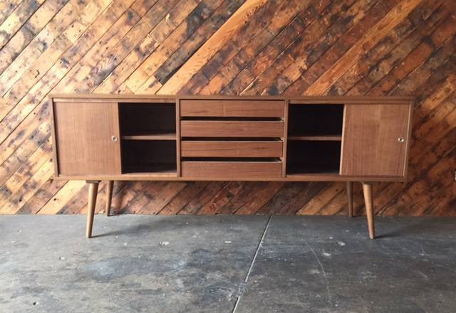 Custom Mid Century Style Walnut Credenza