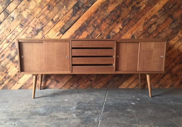 Custom Mid Century Style Walnut Credenza