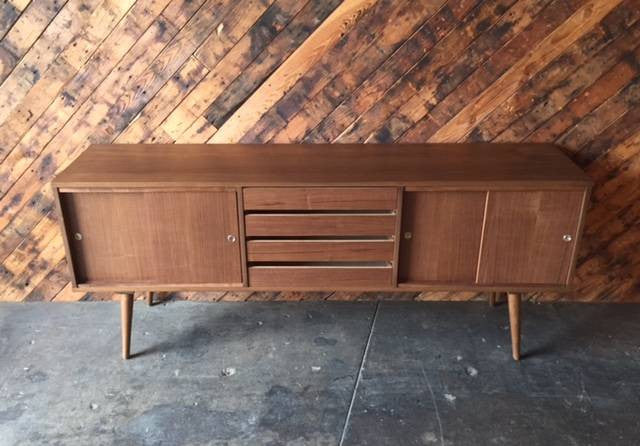 Custom Mid Century Style Walnut Credenza