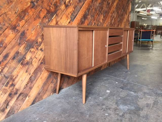 Custom Mid Century Style Walnut Credenza