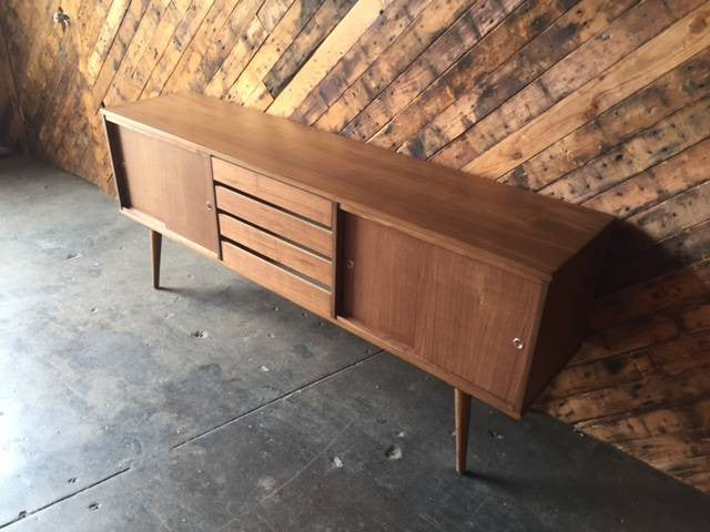 Custom Mid Century Style Walnut Credenza