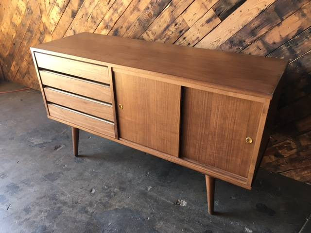 Custom Mid Century Style Walnut Credenza
