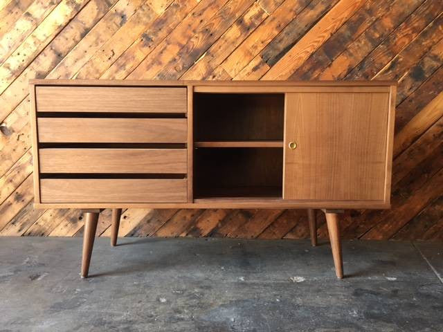 Custom Mid Century Style Walnut Credenza