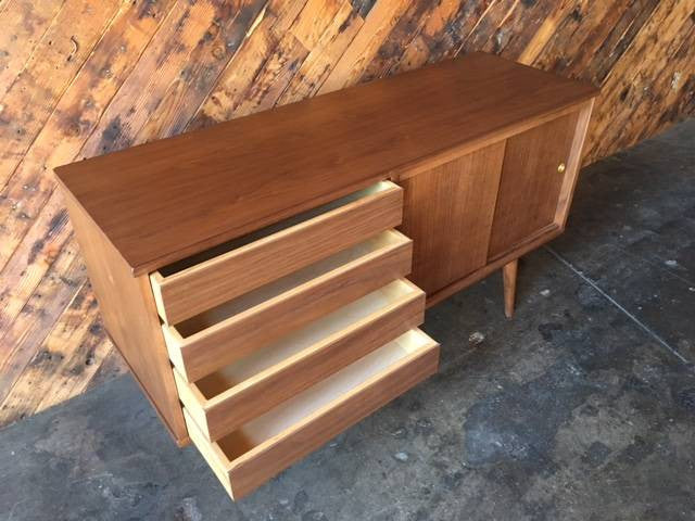 Custom Mid Century Style Walnut Credenza