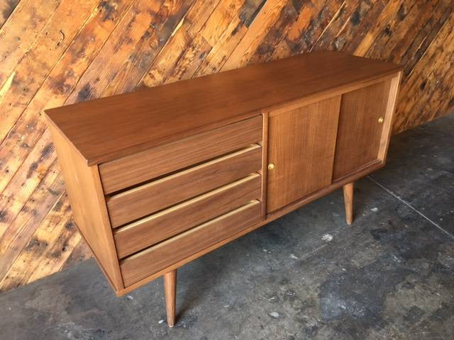 Custom Mid Century Style Walnut Credenza