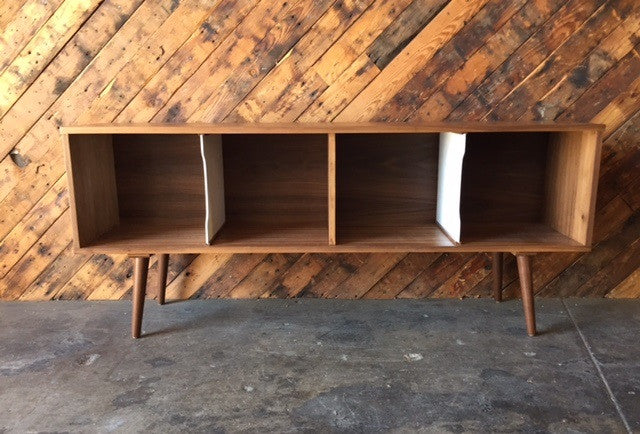 Mid Century Style Record Cabinet Credenza with 4 bays