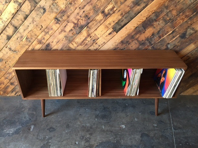 Mid Century Style Record Cabinet Credenza with 4 bays