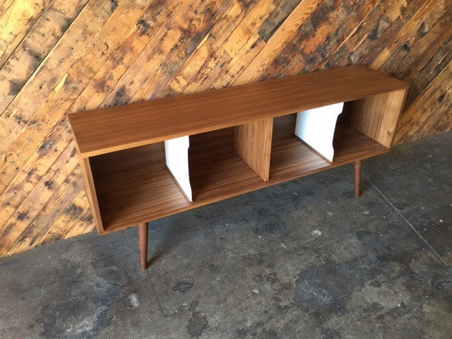 Mid Century Style Record Cabinet Credenza with 4 bays