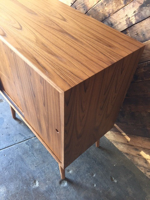 Mid Century Style Custom Teak Bar Record Cabinet