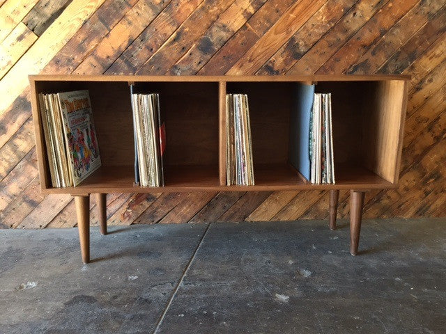 Mid Century Style Record Cabinet Credenza with 4 bays