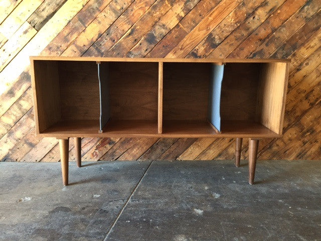 Mid Century Style Record Cabinet Credenza with 4 bays