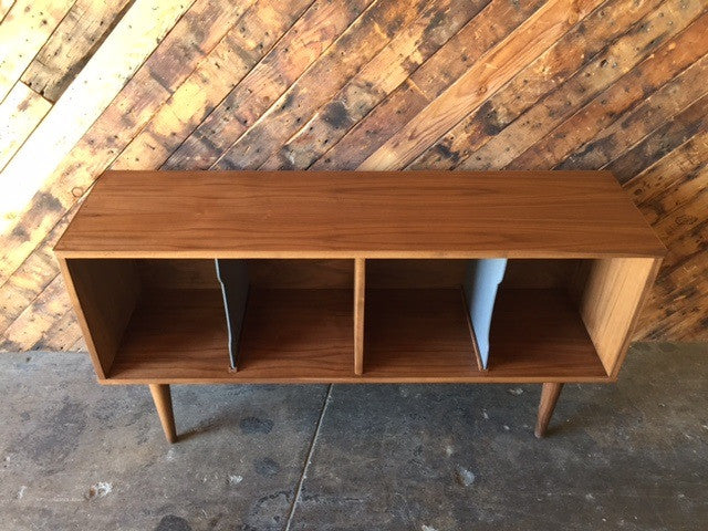 Mid Century Style Record Cabinet Credenza with 4 bays