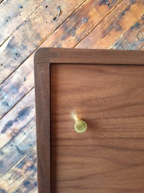 Custom Mid Century Style Walnut Sculpted Base Credenza