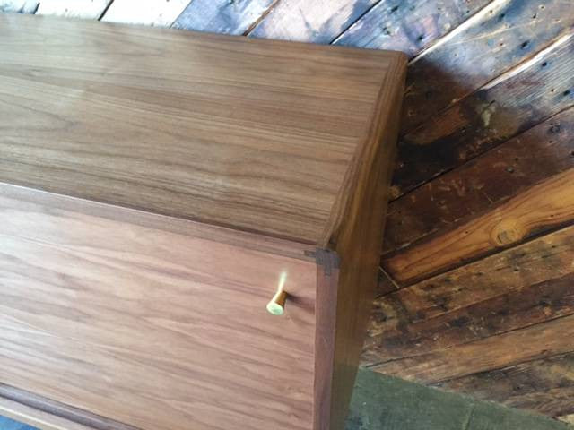 Custom Mid Century Style Walnut Sculpted Base Credenza