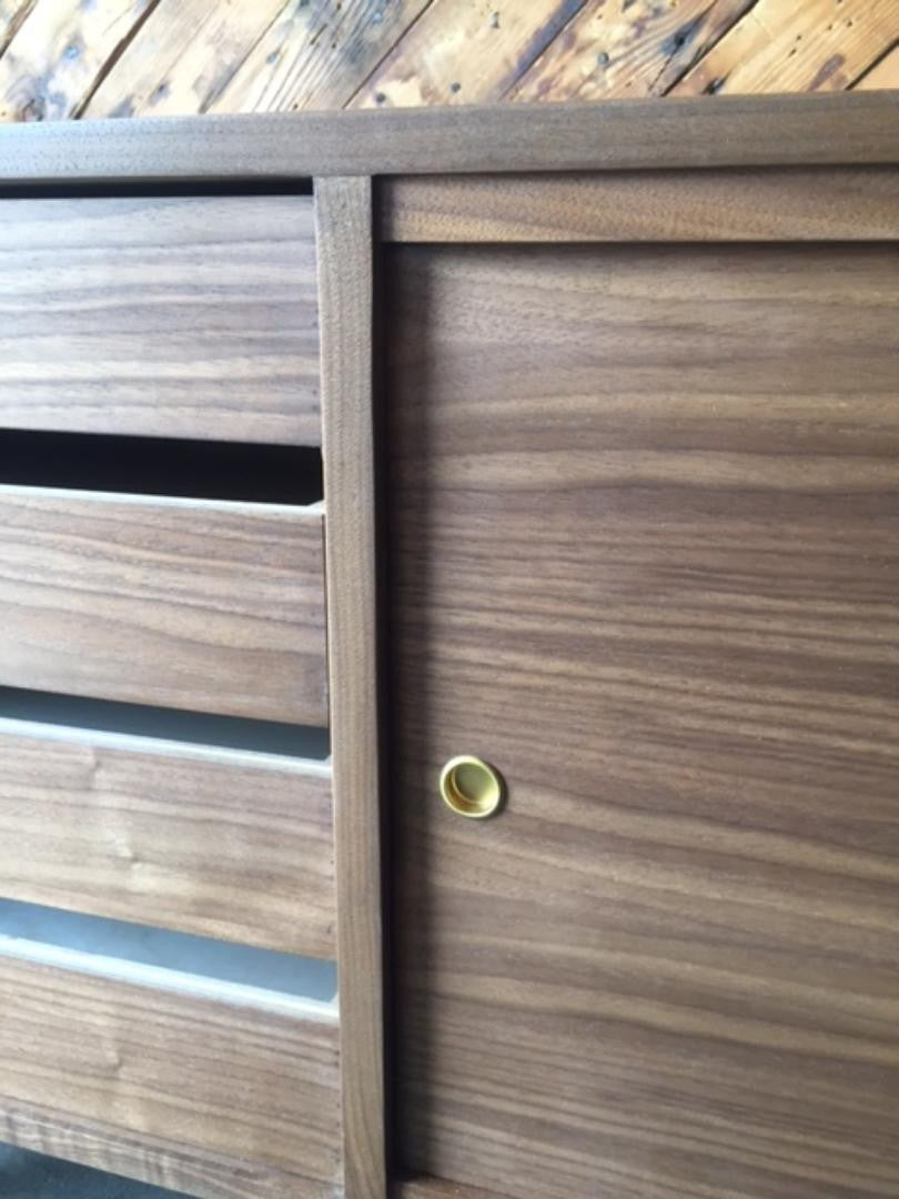 Mid Century Style Custom Walnut Credenza with 4 drawers and 2 doors