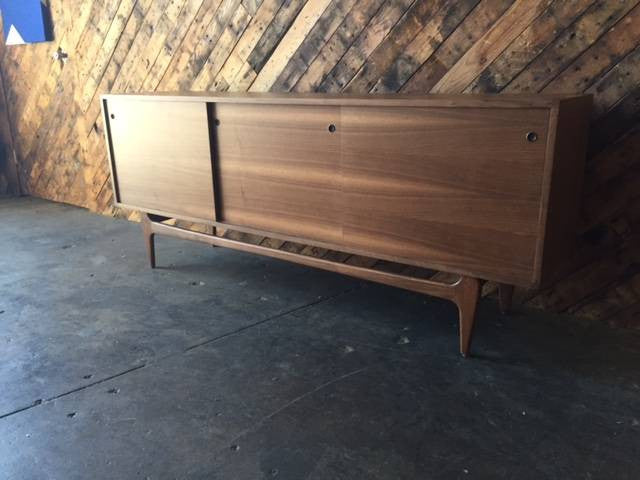 Mid Century Style Sculpted Custom Walnut Credenza