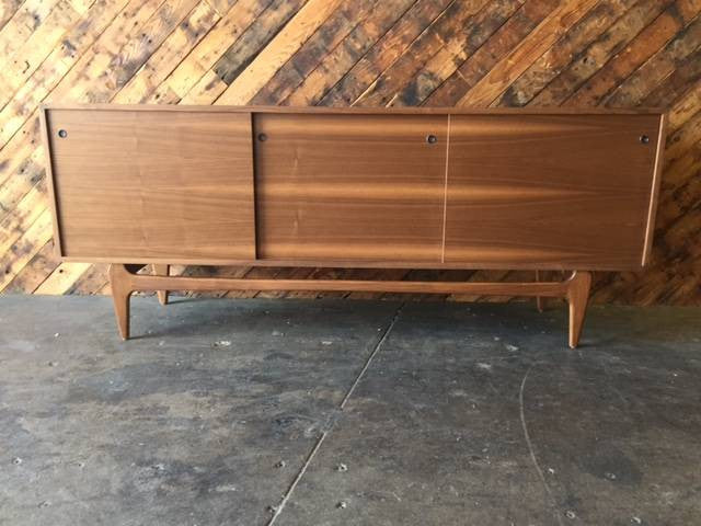 Mid Century Style Sculpted Custom Walnut Credenza