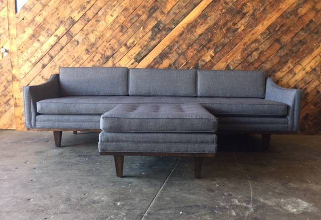 Mid Century Style Custom Sofa with Ottoman