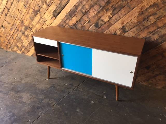 Mid Century Custom Walnut Small Credenza