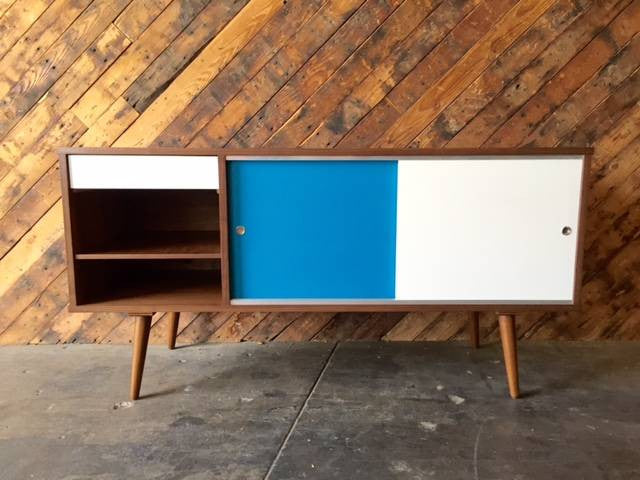 Mid Century Custom Walnut Small Credenza