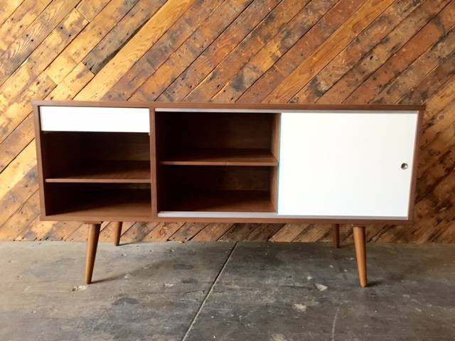 Mid Century Custom Walnut Small Credenza