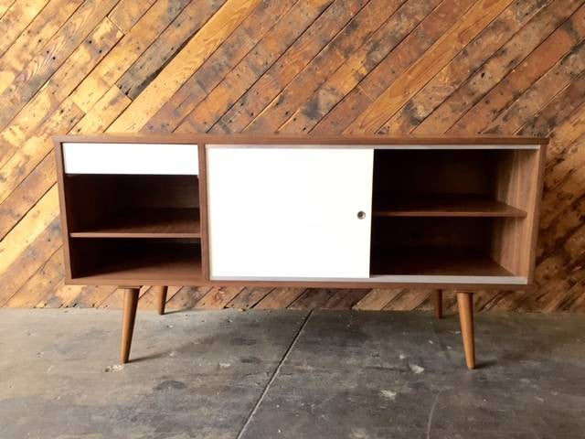 Mid Century Custom Walnut Small Credenza
