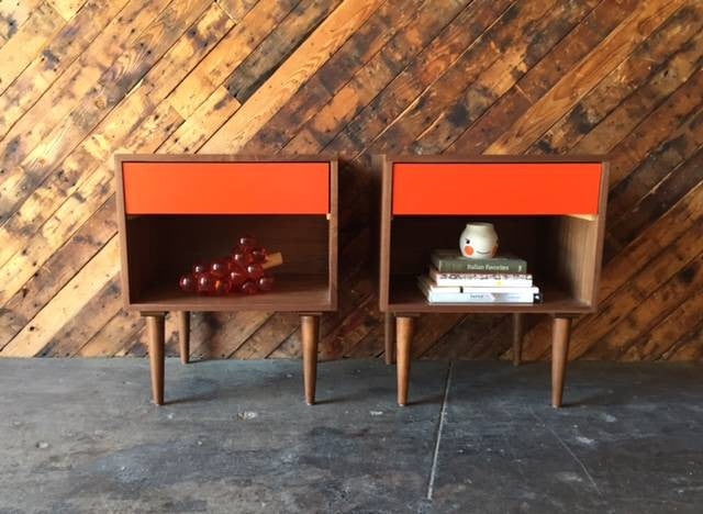 Custom Mid Century Style Walnut Nightstands