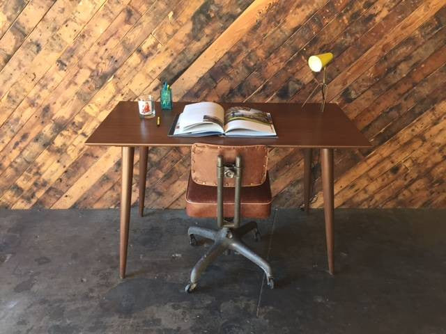 Custom Mid Century Style Walnut Console Work Table