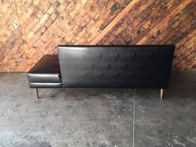 Mid Century Style Custom Black Vinyl Day Bed Sofa