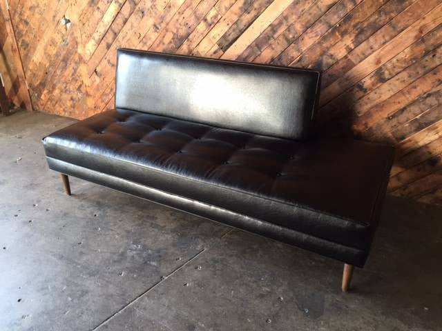 Mid Century Style Custom Black Vinyl Day Bed Sofa