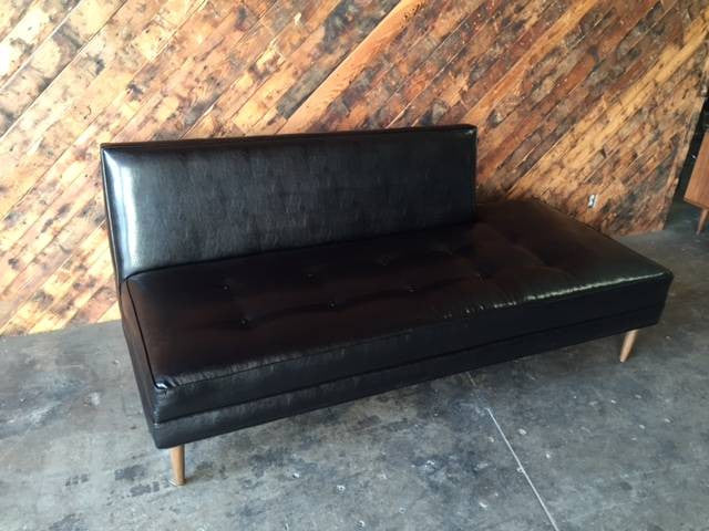 Mid Century Style Custom Black Vinyl Day Bed Sofa